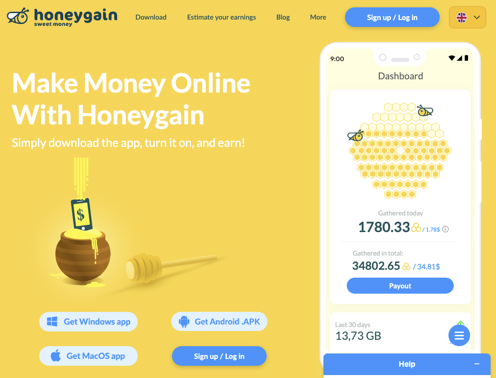Honeygain - делитесь интернетом и получайте деньги кингуру